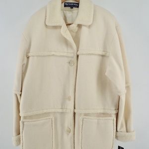 Herman Kay Women's Wool Blend Coat Size 14 Vanilla cream ~ Winter White 2 Front